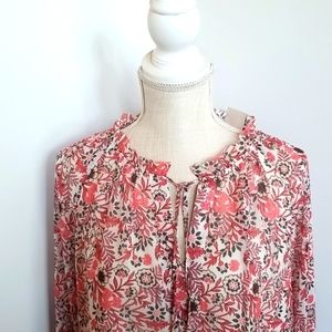 NWT: Shirred Tie-Neck Top